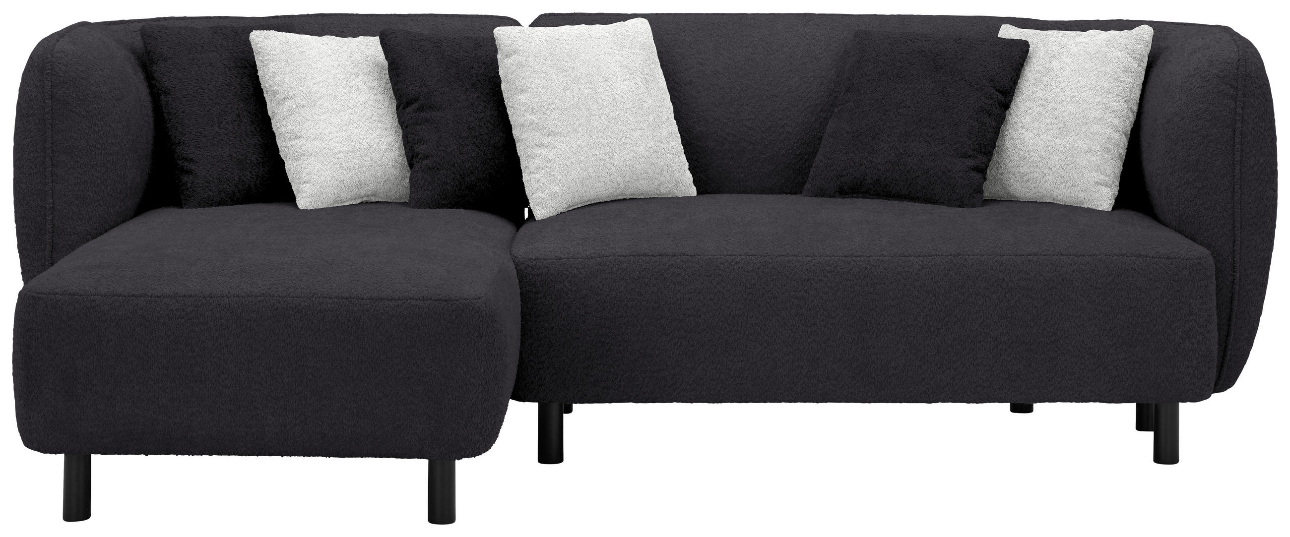 ECKSOFA in Chenille Graphitfarben  - Weiss/Hellgrau, Design, Holz/Textil (148/236cm) - Lomoco