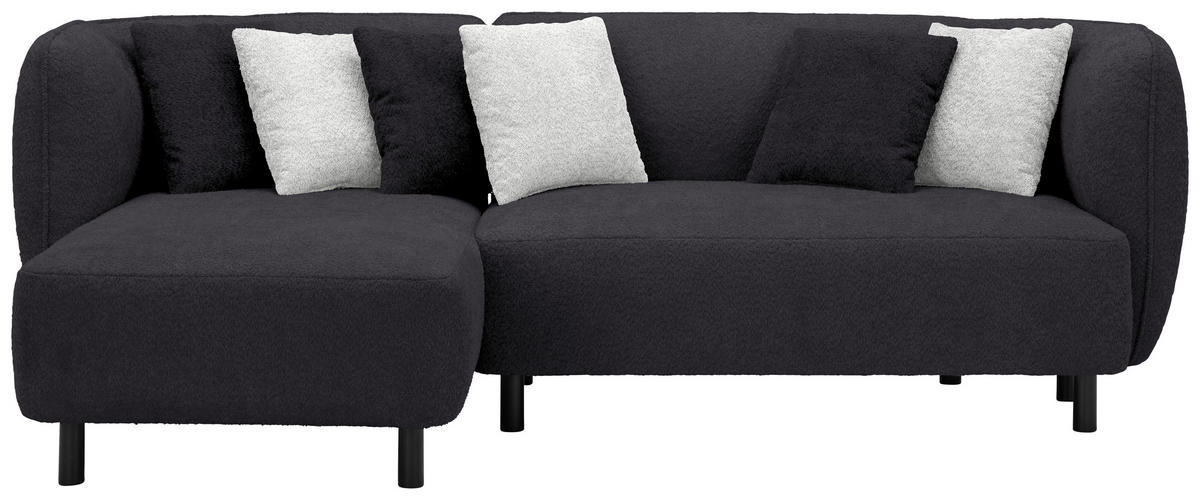 ECKSOFA in Chenille Graphitfarben  - Weiss/Hellgrau, Design, Holz/Textil (148/236cm) - Lomoco