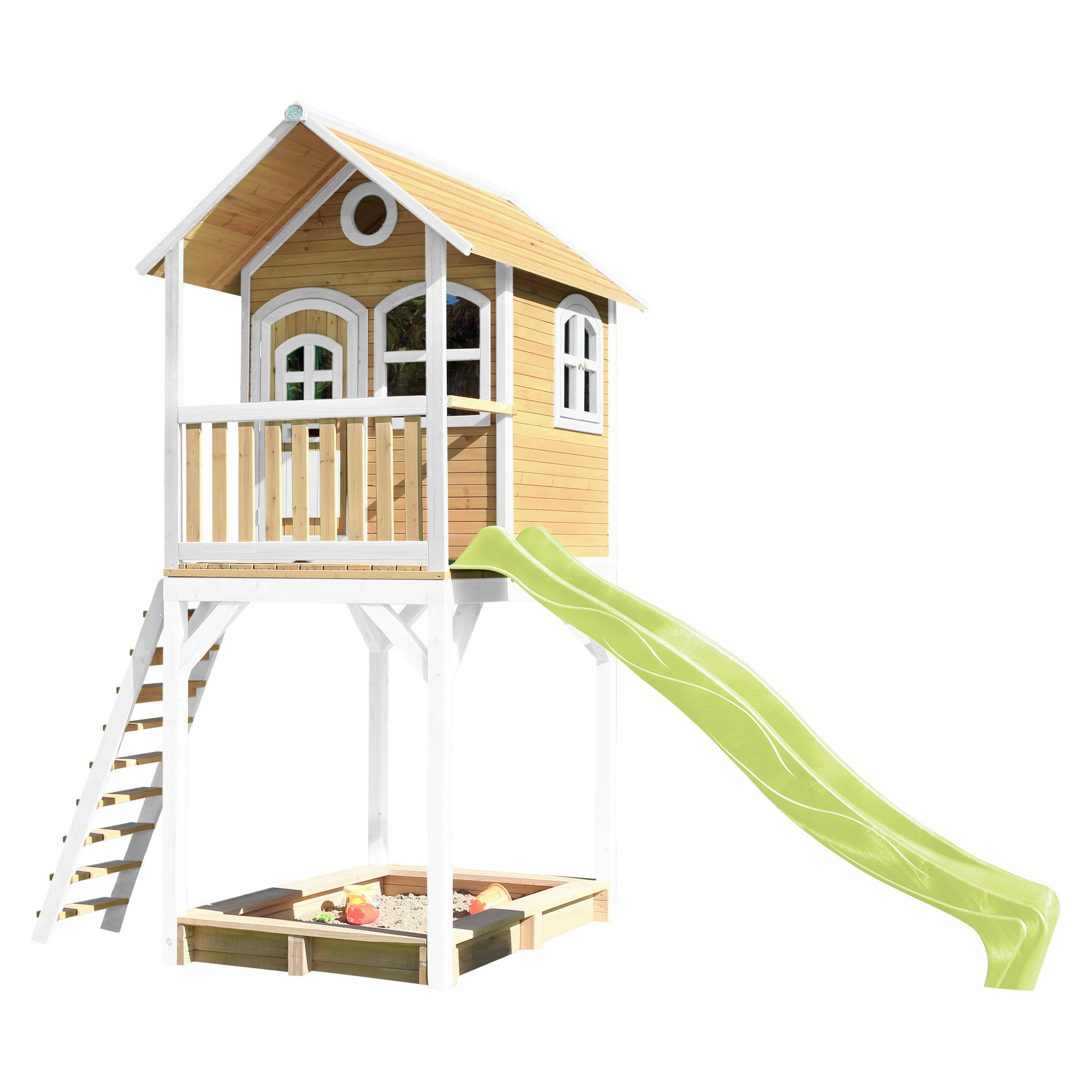 SPIELTURM 420/320/191 cm SPIELTURM ROMY  - Braun/Weiß, Basics, Holz/Kunststoff (420/320/191cm) - Ambia Garden
