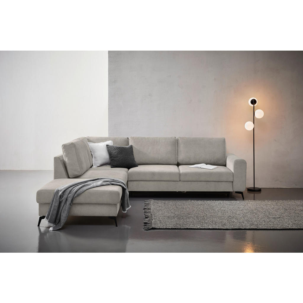 Thumbnail - Carryhome Ecksofa, Hellgrau, Textil, 5-Sitzer, Füllung: Schaumstoff, Silikon, Ottomane links, L-Form, 275x257 cm, Made i...