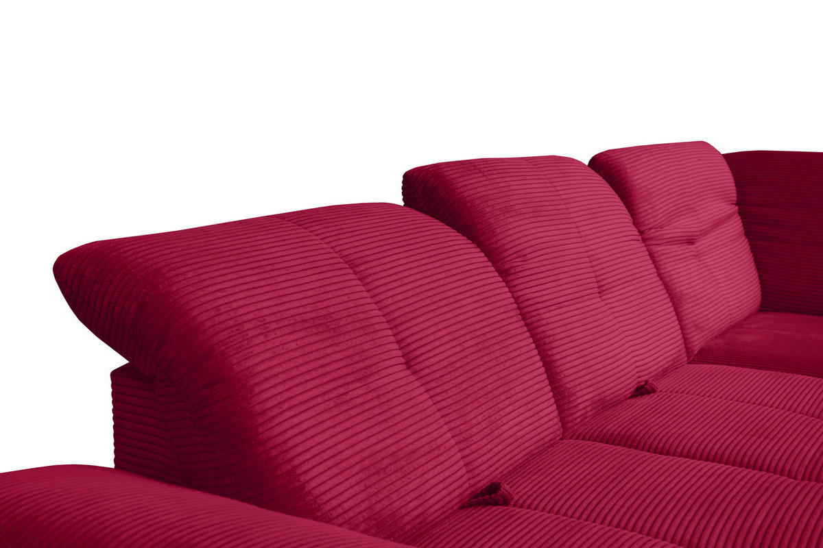 ECKSOFA in Cord Rot  - Rot/Schwarz, Design, Textil/Metall (313/242cm) - Xora