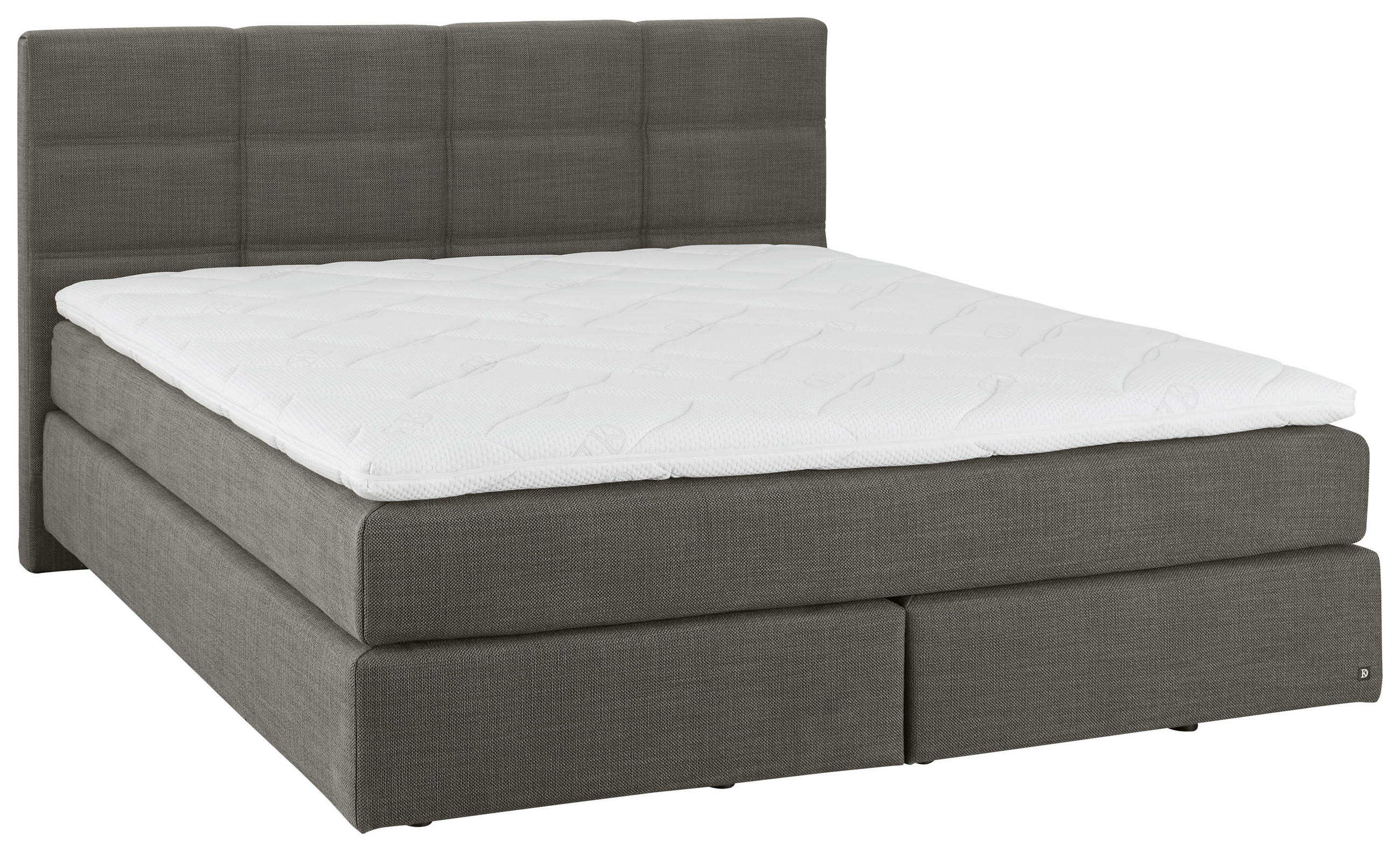 BOXSPRINGBETT 180/200 cm,  in Braun, Topper, Matratzen, unterschiedliche Matratzenhärtegrade je Bettseite, H2 + H3 = mittel + fest  - Schwarz/Braun, Design, Kunststoff/Textil (180/200cm) - Dieter Knoll