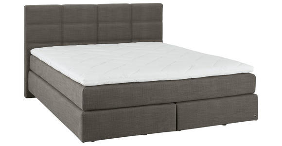 BOXSPRINGBETT 180/200 cm,  in Braun, Topper, Matratzen, unterschiedliche Matratzenhärtegrade je Bettseite, H2 + H3 = mittel + fest  - Schwarz/Braun, Design, Kunststoff/Textil (180/200cm) - Dieter Knoll