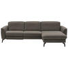 ECKSOFA in Echtleder Grau  - Schwarz/Grau, Natur, Leder/Metall (281/168cm) - Valdera