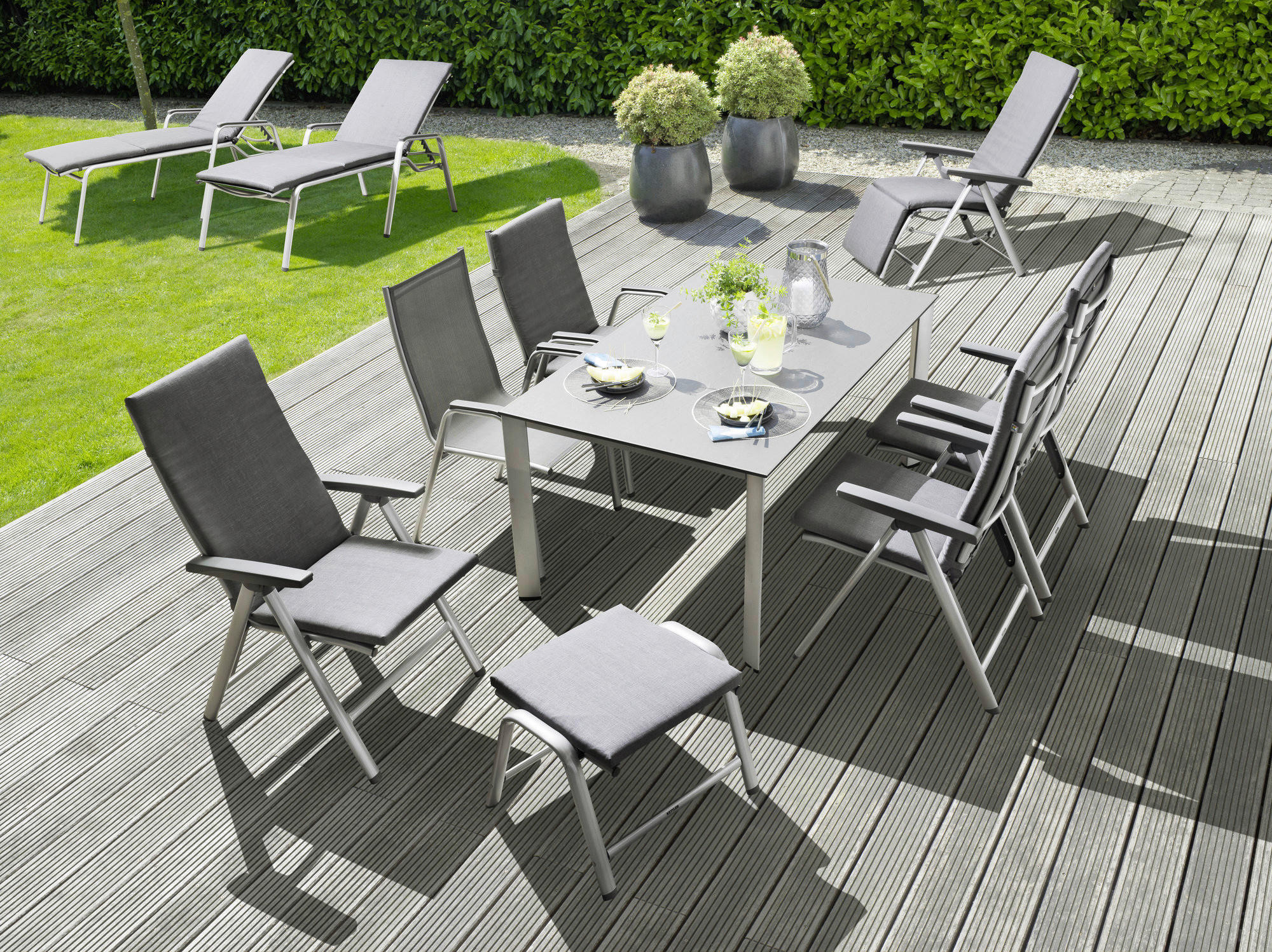 GARTEN-RELAXSESSEL 81/64/116 cm  - Anthrazit/Silberfarben, Basics, Textil/Metall (81/64/116cm) - Kettler