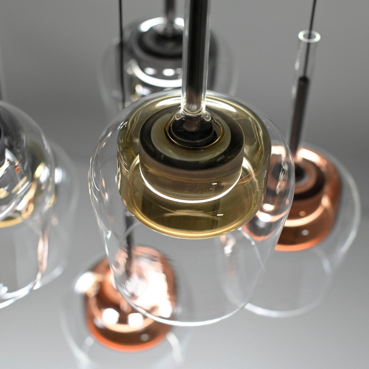 LED-HÄNGELEUCHTE 50/50/200 cm    - Silberfarben/Goldfarben, Design, Glas/Kunststoff (50/50/200cm)