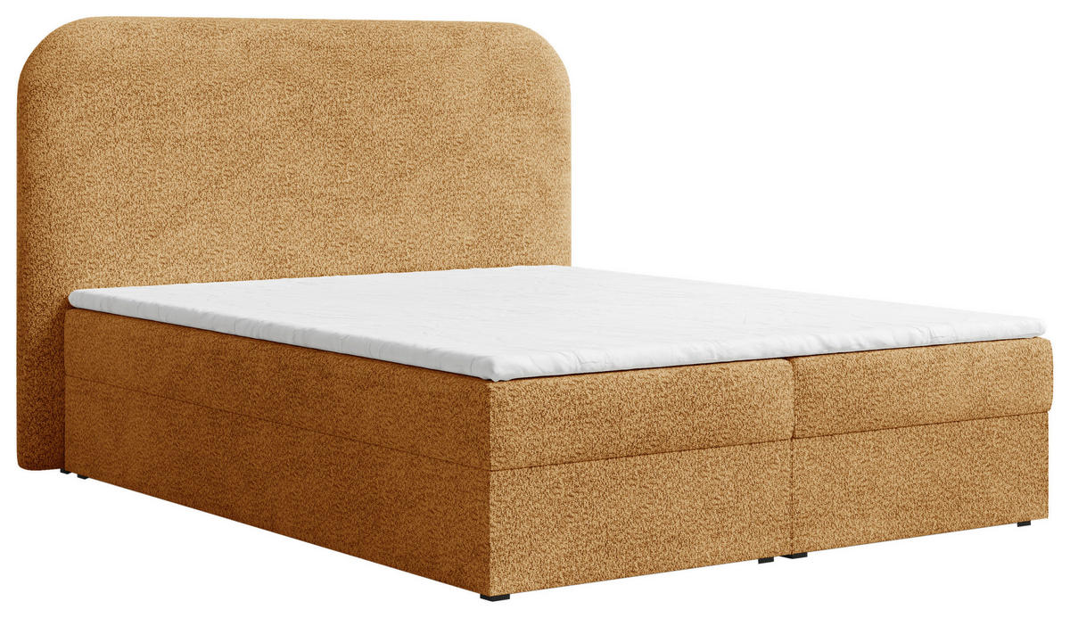 BOXBETT 140/200 cm,  in Rostfarben, Bettkasten, Topper, H2 + H3 = mittel + fest  - Rostfarben/Schwarz, MODERN, Holz/Kunststoff (140/200cm) - MID.YOU