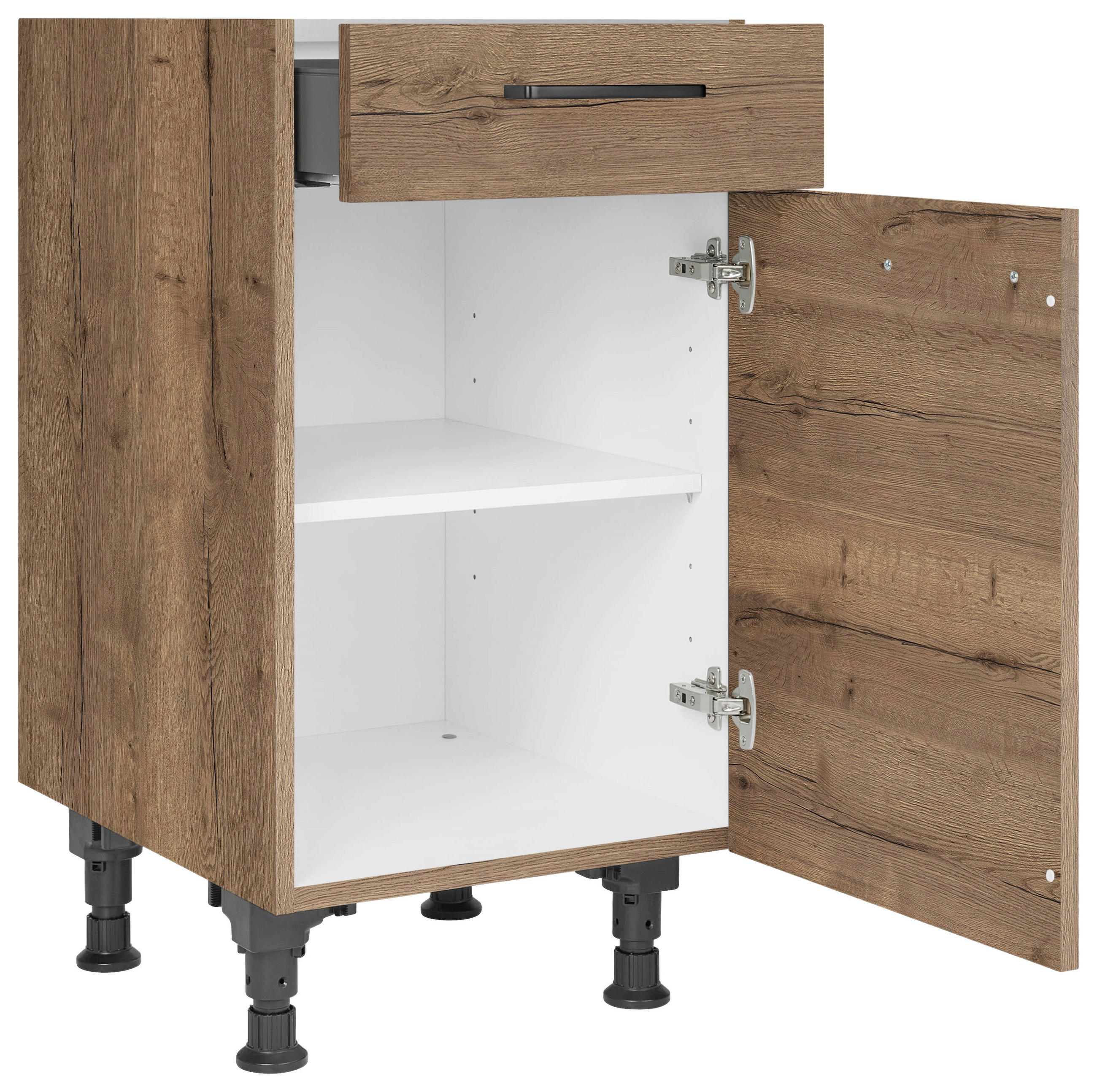 SCHUBKASTENUNTERSCHRANK 45/87/56 cm  in Eiche dunkel  - Eiche dunkel/Schwarz, MODERN, Holzwerkstoff/Metall (45/87/56cm) - Nobilia