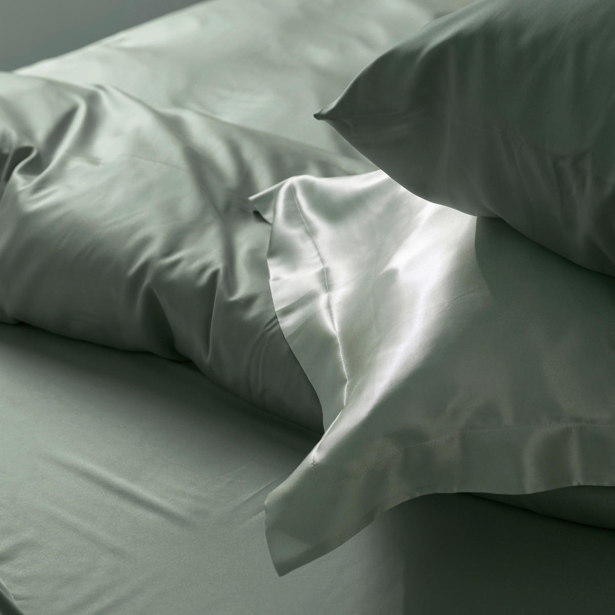 BETTWÄSCHE 2-teilig ELLA Satin 135/200 cm  - Dunkelgrün, Basics, Textil (135/200cm)
