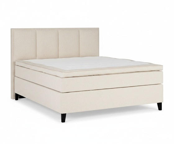 KONTINENTALSÄNG 160/200 cm  i beige  - beige/svart, Klassisk, trä/textil (160/200cm) - Novel