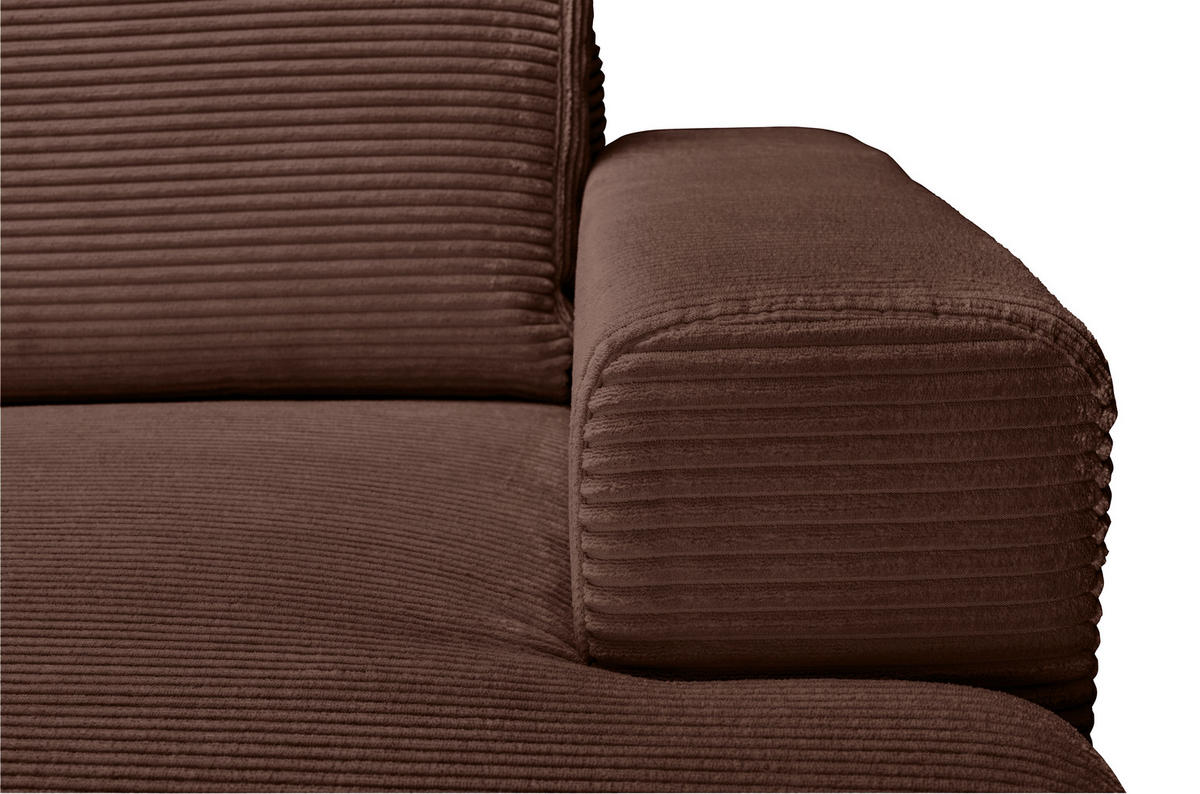 ECKSOFA Dunkelbraun Cord  - Dunkelbraun/Schwarz, KONVENTIONELL, Textil/Metall (240/150cm) - Carryhome