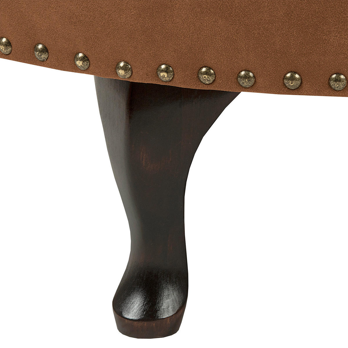 HOCKER Textil Cognac  - Cognac/Braun, Design, Holz/Textil (80/45/80cm) - Livetastic