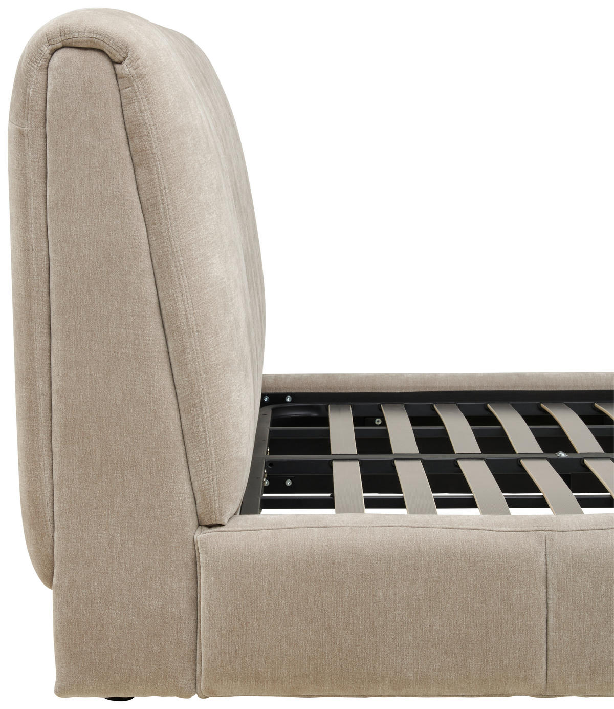 KÁRPITOZOTT ÁGY 180/200 cm  bézs  - bézs/fekete, Modern, műanyag/textil (180/200cm) - Livetastic