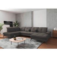 WOHNLANDSCHAFT in Flachgewebe Graphitfarben  - Schwarz/Graphitfarben, Konventionell, Textil/Metall (231/357/185cm) - Sit & More