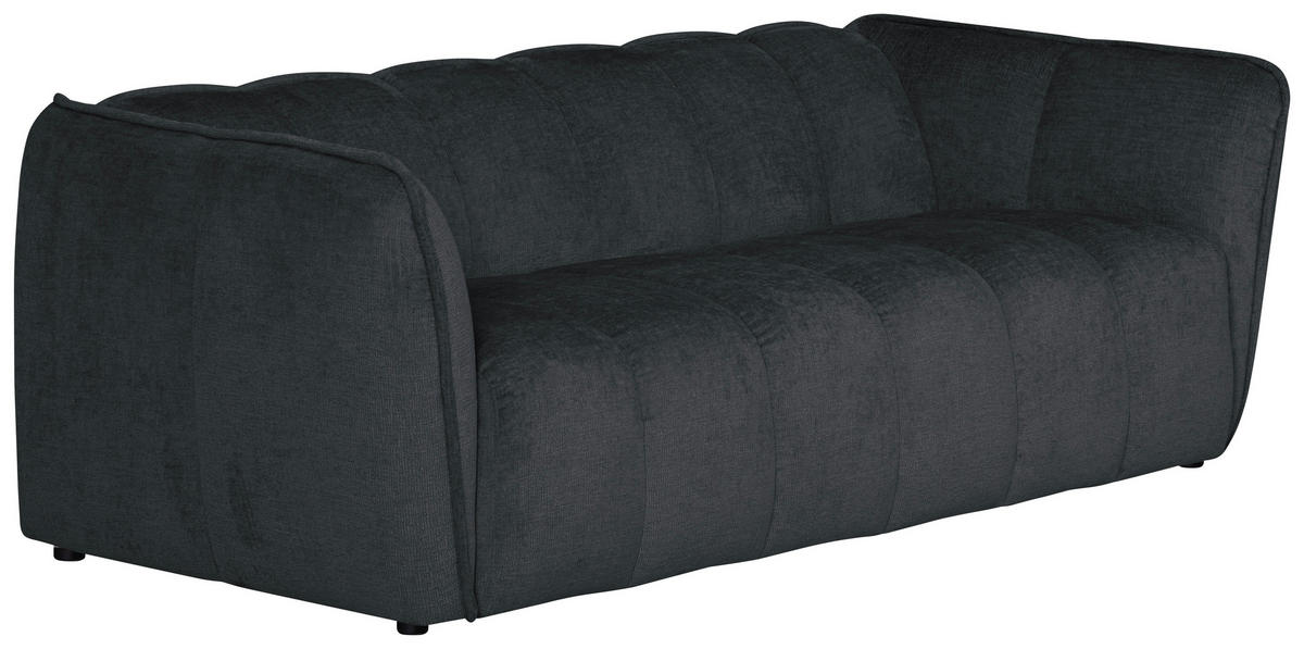 3-SITZER-SOFA LIVOLI in Chenille Grau  - Schwarz/Grau, Design, Kunststoff/Textil (217/70/94cm) - MID.YOU