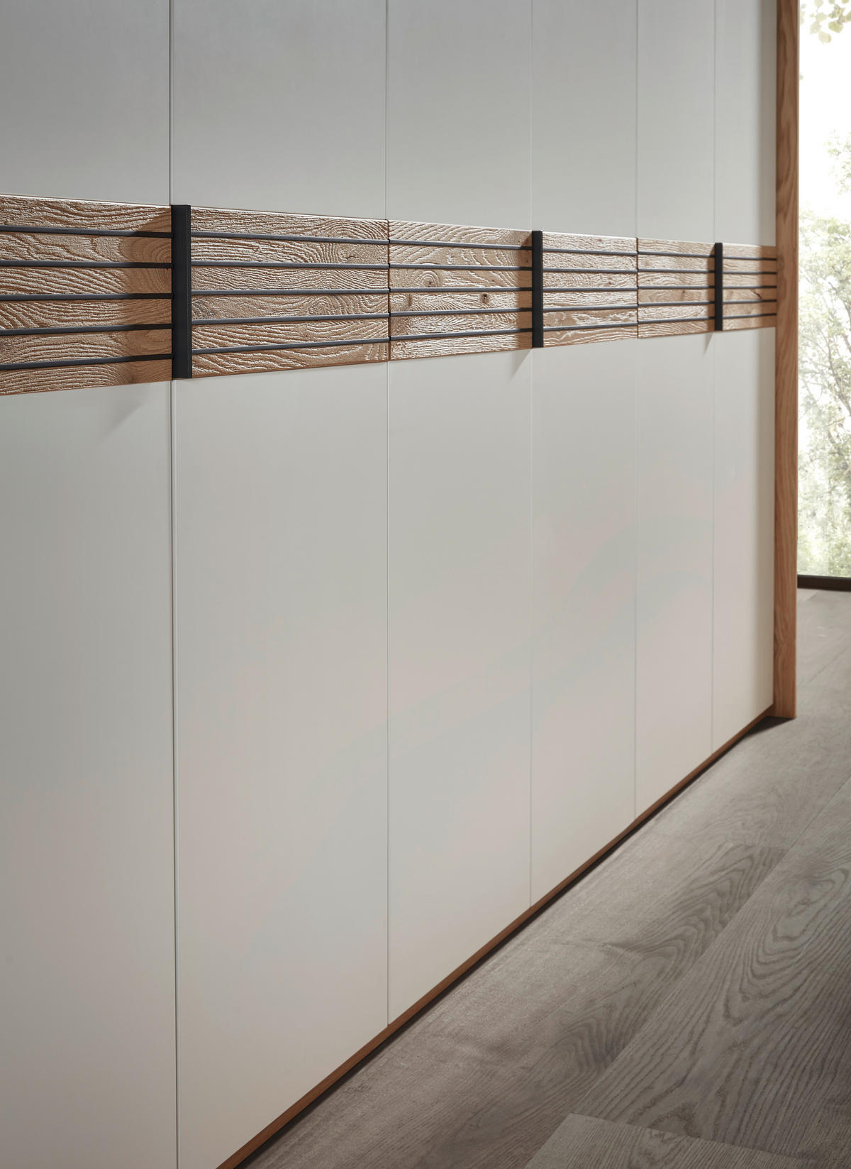 DREHTÜRENSCHRANK  in Weiß, Eichefarben  - Eichefarben/Anthrazit, KONVENTIONELL, Holz/Holzwerkstoff (300/230/60cm) - Dieter Knoll