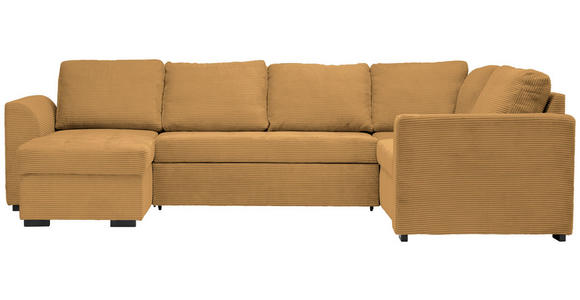 WOHNLANDSCHAFT in Cord, Velours Currygelb - Currygelb/Schwarz, Design, Kunststoff/Textil (160/311/205cm) - Xora