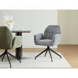 ARMLEHNSTUHL  Sitzfläche 360° drehbar, automatische Rückholfunktion Leinenoptik  - Schwarz/Grau, Design, Textil/Metall (62/89/63cm) - Dieter Knoll