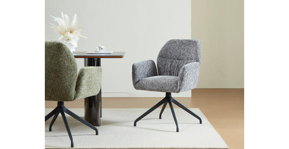 ARMLEHNSTUHL  Sitzfläche 360° drehbar, automatische Rückholfunktion Leinenoptik  - Schwarz/Grau, Design, Textil/Metall (62/89/63cm) - Dieter Knoll