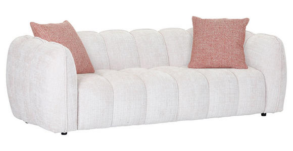 BIGSOFA Chenille Creme - Creme/Schwarz, KONVENTIONELL, Kunststoff/Textil (217/74/100cm) - Carryhome