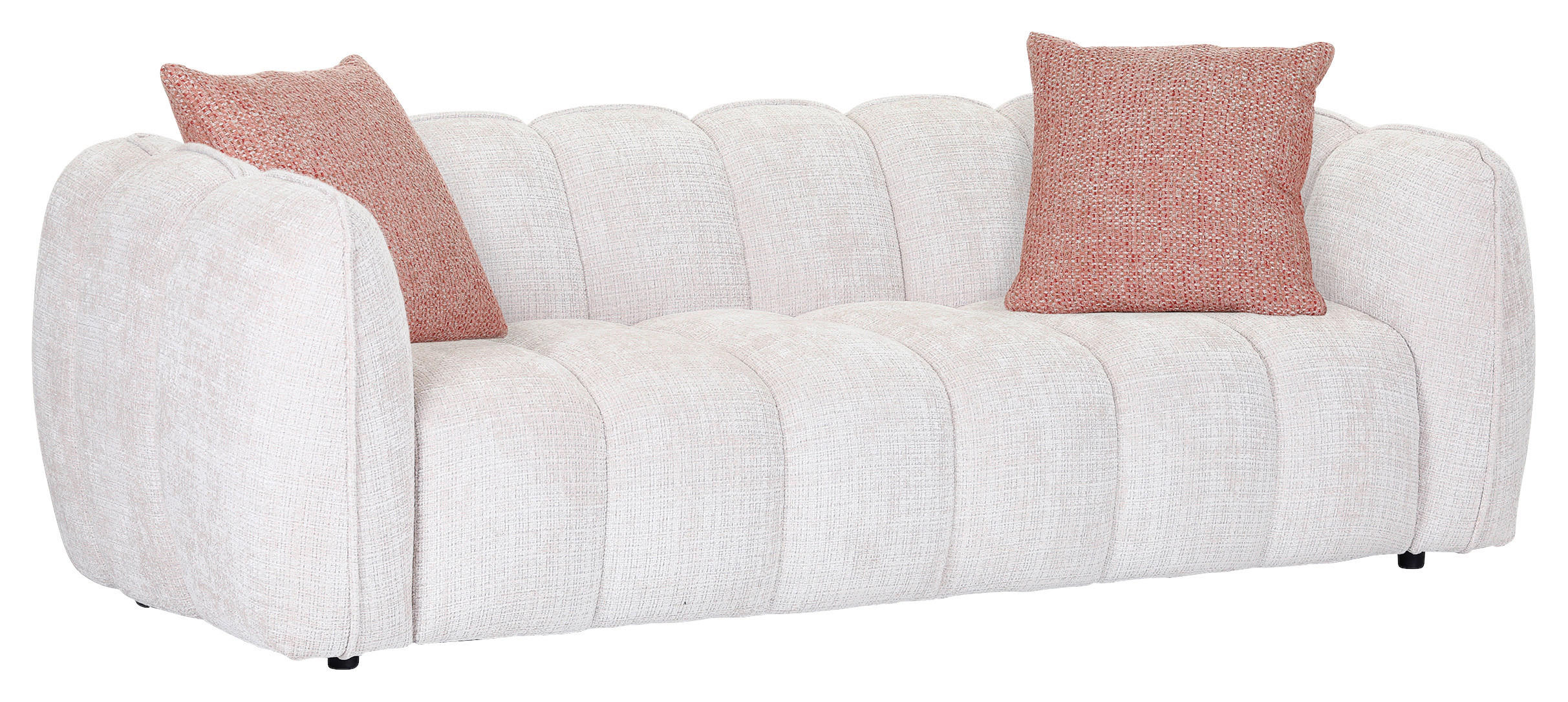 BIGSOFA Chenille Creme  - Creme/Schwarz, KONVENTIONELL, Kunststoff/Textil (217/74/100cm) - Carryhome
