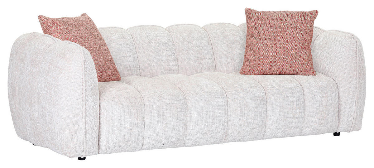 BIGSOFA in Chenille Creme  - Creme/Schwarz, Konventionell, Kunststoff/Textil (217/74/100cm) - Carryhome