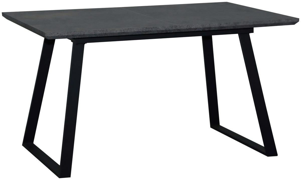 ESSTISCH Grau, Schwarz rechteckig  ausziehbar  - Schwarz/Grau, Design, Holzwerkstoff/Metall (140-180/90/76cm) - Carryhome