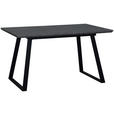 ESSTISCH Grau, Schwarz rechteckig  ausziehbar  - Schwarz/Grau, Design, Holzwerkstoff/Metall (140-180/90/76cm) - Carryhome