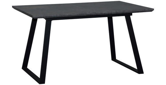 ESSTISCH Grau, Schwarz rechteckig  ausziehbar  - Schwarz/Grau, Design, Holzwerkstoff/Metall (140-180/90/76cm) - Carryhome