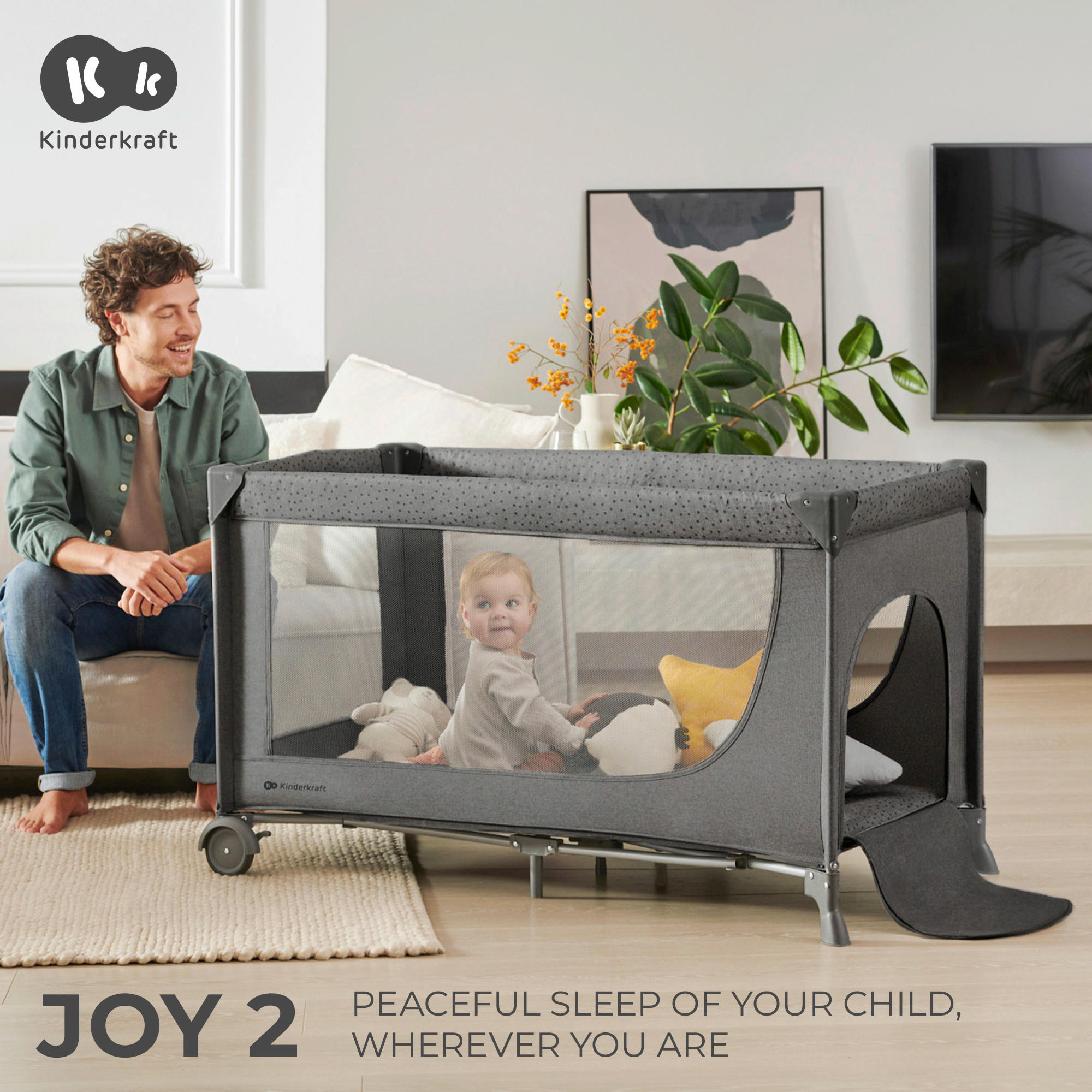 REISEBETT Joy 2 Dunkelgrau  - Dunkelgrau, Basics (60/120cm) - kinderkraft