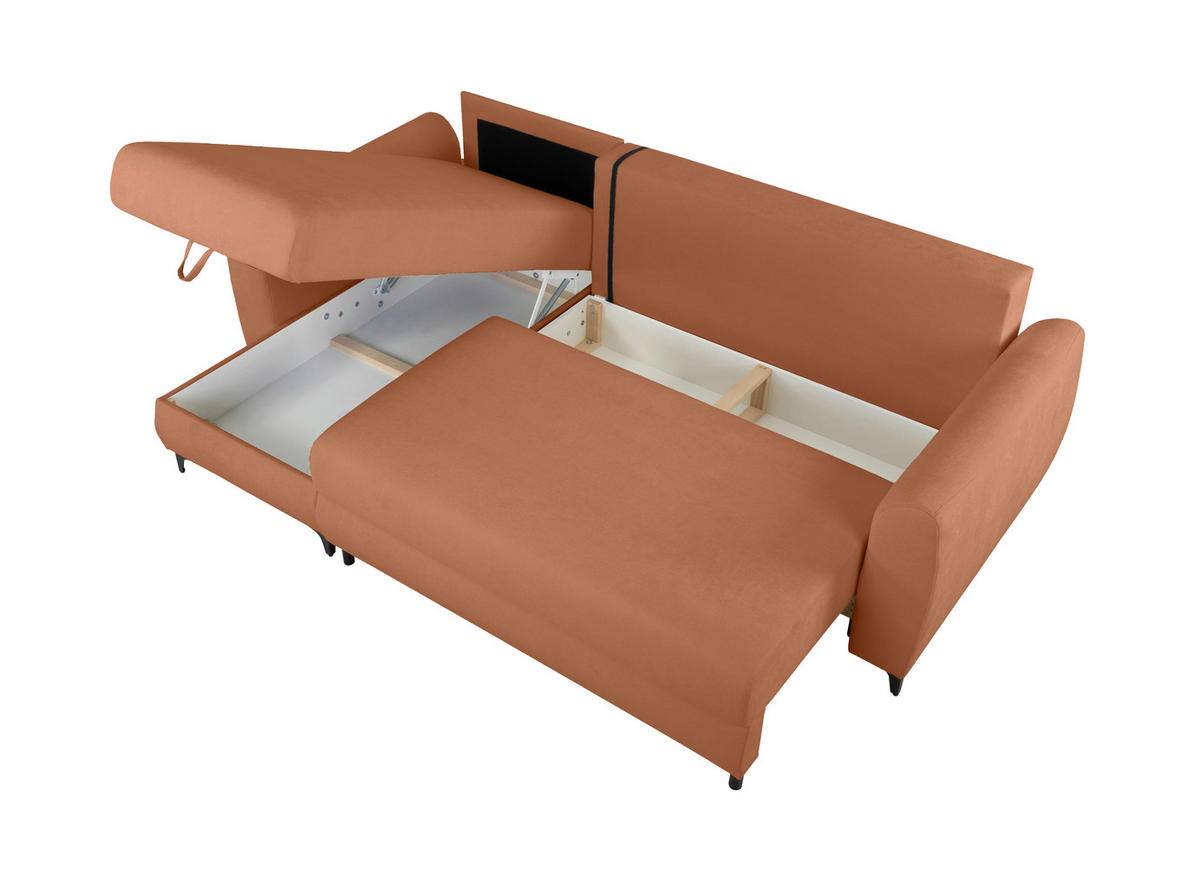 ECKSOFA Moli Rostfarben  - Rostfarben/Schwarz, Design, Textil/Metall (236/148cm) - MID.YOU