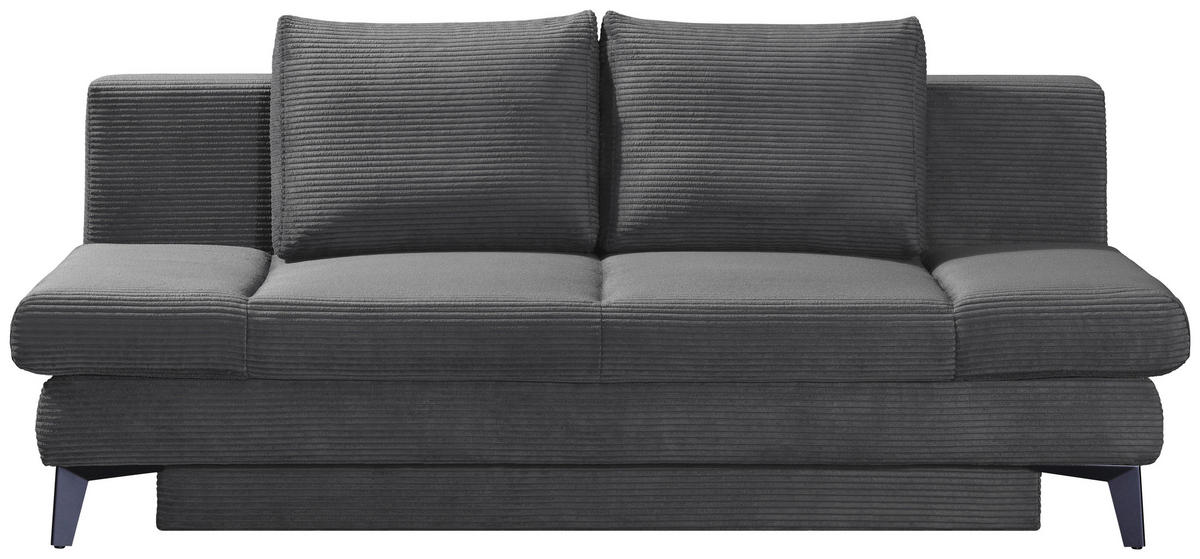 SCHLAFSOFA Cord Anthrazit  inkl. Bettkasten, Schlaffunktion, Armteilverstellung  - Anthrazit/Schwarz, Design, Textil/Metall (200/85/90cm) - Novel