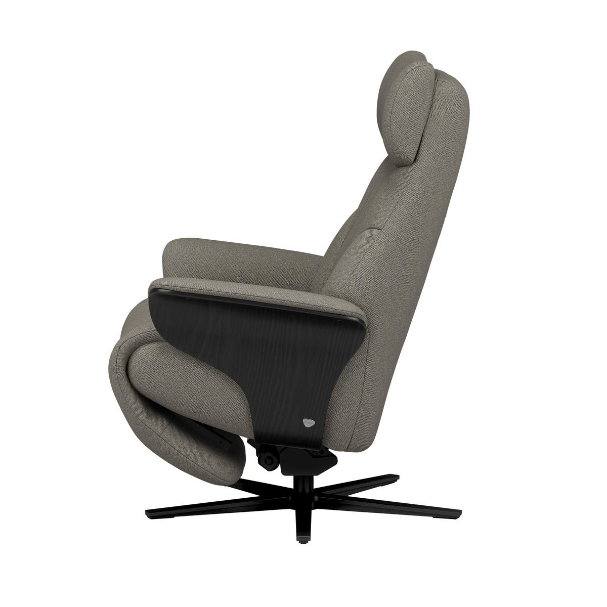 RELAXSESSEL Flachgewebe Relaxfunktion, Kopfteilverstellung, Fußteilverstellung, Rücken echt    - Schwarz/Grau, Design, Holz/Textil (86/116/87cm) - Stressless