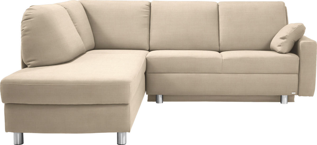 ECKSOFA in Chenille Creme  208/227 cm  - Creme/Alufarben, KONVENTIONELL, Textil/Metall (208/227cm) - Sedda