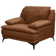 SESSEL in Echtleder Cognac  - Cognac/Schwarz, Design, Leder/Metall (115/92/98cm) - Novel