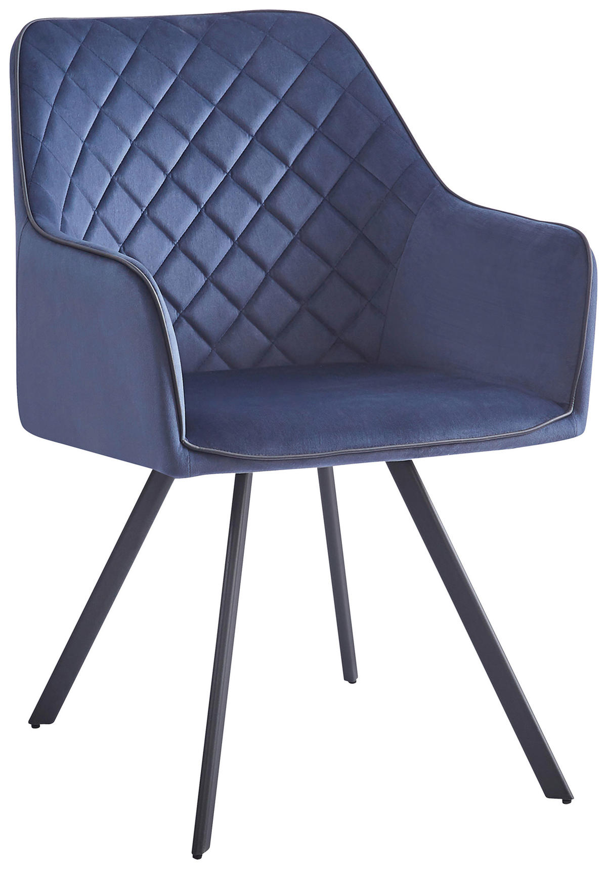 ARMLEHNSTUHL  in Samt  - Dunkelblau/Grau, MODERN, Textil/Metall (58/85/64,5cm) - Kayoom