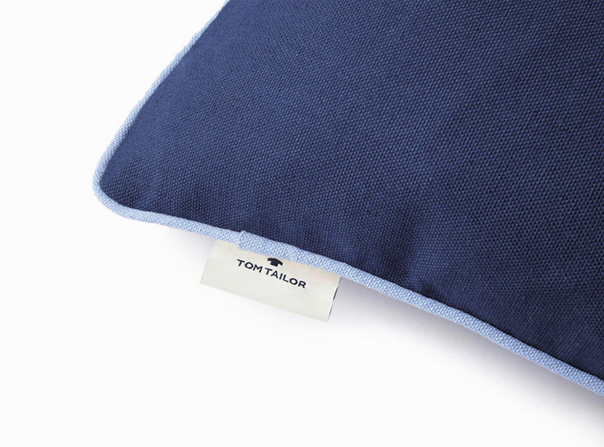 KISSENHÜLLE Dove Signature 40/40 cm  - Blau/Dunkelblau, KONVENTIONELL, Textil (40/40cm) - Tom Tailor