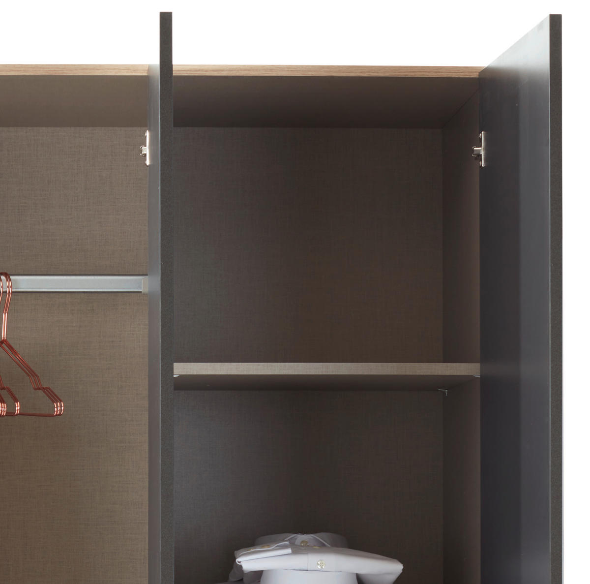 KLEIDERSCHRANK 136/197/54 cm 3-türig Dunkelgrau, Eiche Artisan  - Dunkelgrau/Silberfarben, Design, Holzwerkstoff/Kunststoff (136/197/54cm) - Carryhome