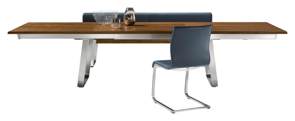 ESSTISCH in Holz, Metall 175-295/90/75 cm  - Edelstahlfarben/Nussbaumfarben, Design, Holz/Metall (175-295/90/75cm) - TEAM 7