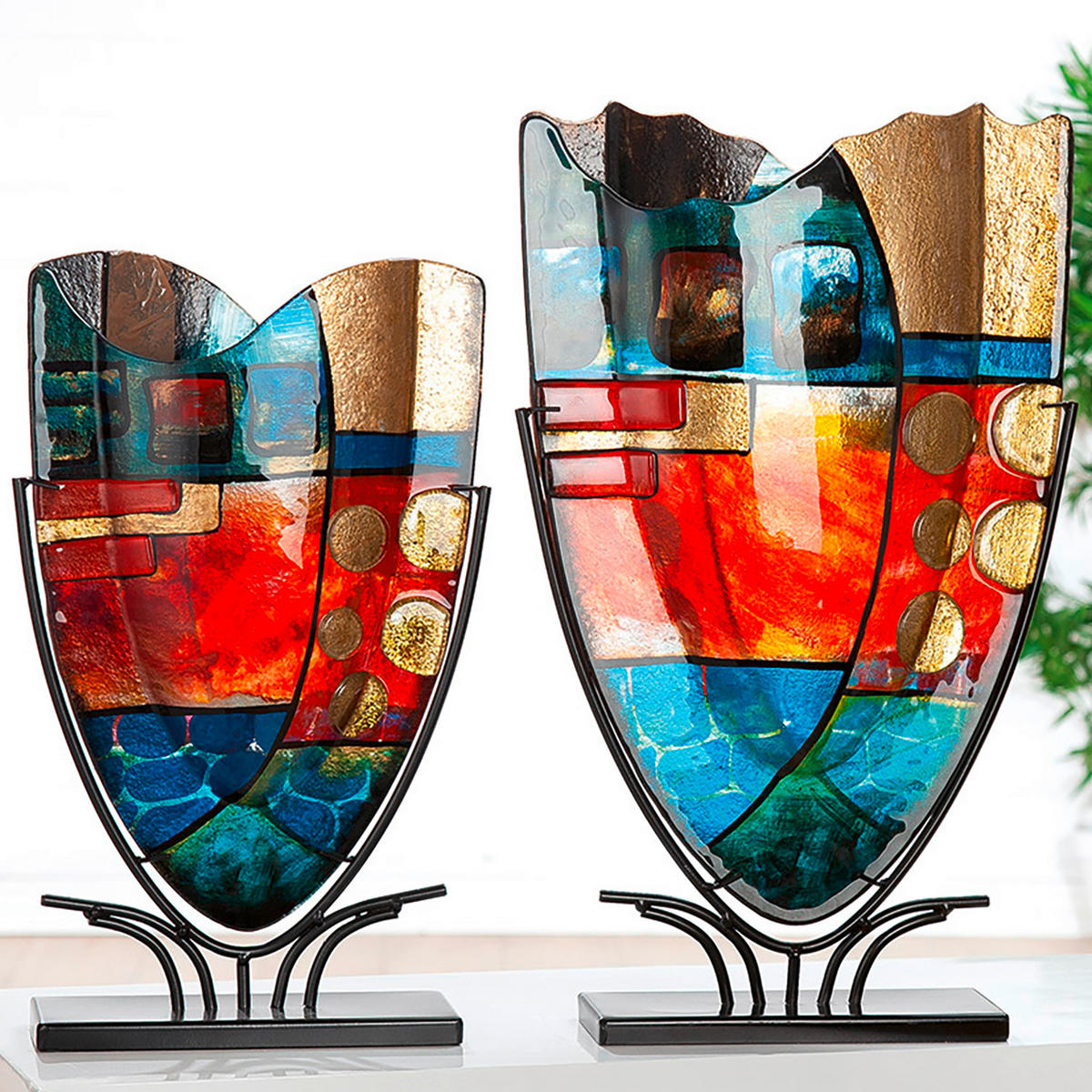 VASE  - Multicolor, Basics, Glas/Metall (29/47,5/10,5cm)