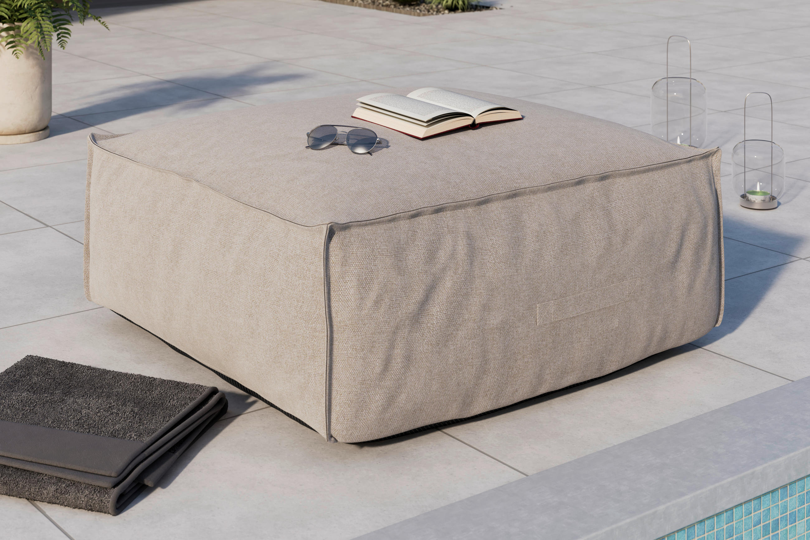 LOUNGESOFA  - Beige, MODERN, Textil (95/35/95cm) - Ambia Garden