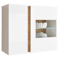 HÄNGEVITRINE in Weiß, Eichefarben  - Eichefarben/Weiß, Design, Glas/Holzwerkstoff (97/83/40cm) - MID.YOU