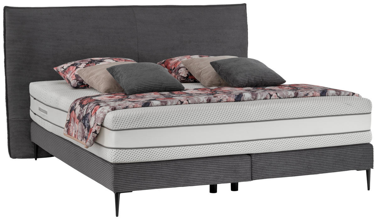BOXSPRINGBETT 180/200 cm  in Anthrazit  - Anthrazit/Schwarz, Design, Textil/Metall (180/200cm) - Beldomo - Sleep