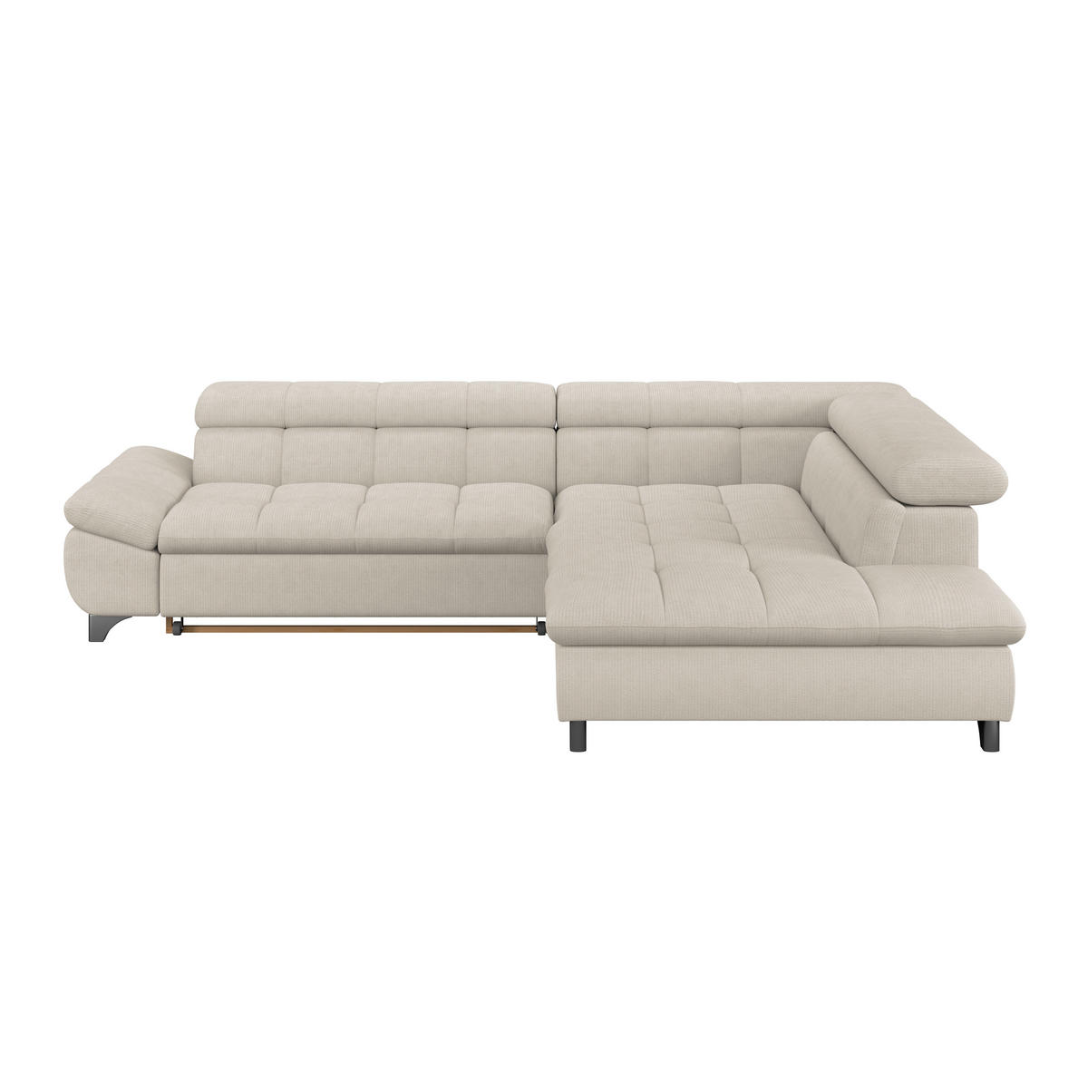 ECKSOFA Beige Chenille  - Chromfarben/Beige, KONVENTIONELL, Textil/Metall (312/234cm) - Livetastic