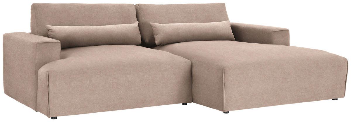 ECKSOFA Felicia in Struktur Hellbraun  267/187 cm  - Hellbraun/Schwarz, Design, Kunststoff/Textil (267/187cm) - Stylife