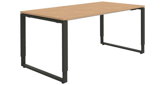 SCHREIBTISCH 160/80/68-82 cm in Anthrazit, Hickory - Anthrazit/Hickory, Design, Holzwerkstoff/Metall (160/80/68-82cm) - Moderano
