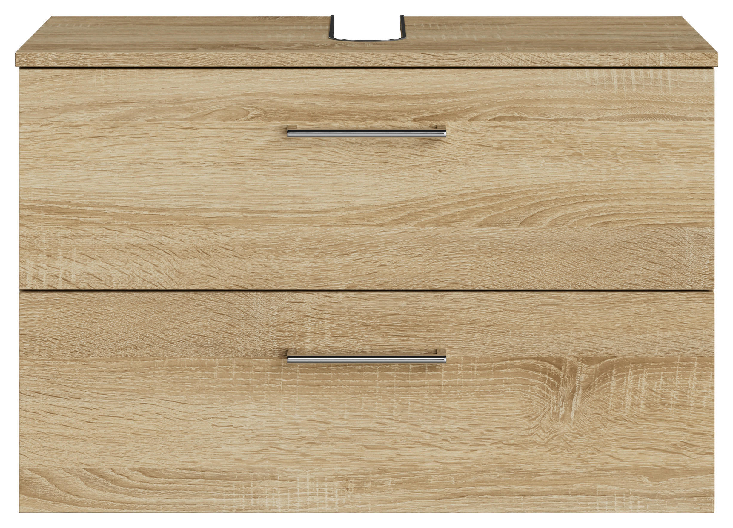 WASCHBECKENUNTERSCHRANK 75/49,8/38,3 cm  - Chromfarben/Eiche Bianco, KONVENTIONELL, Holzwerkstoff/Metall (75/49,8/38,3cm) - Sadena