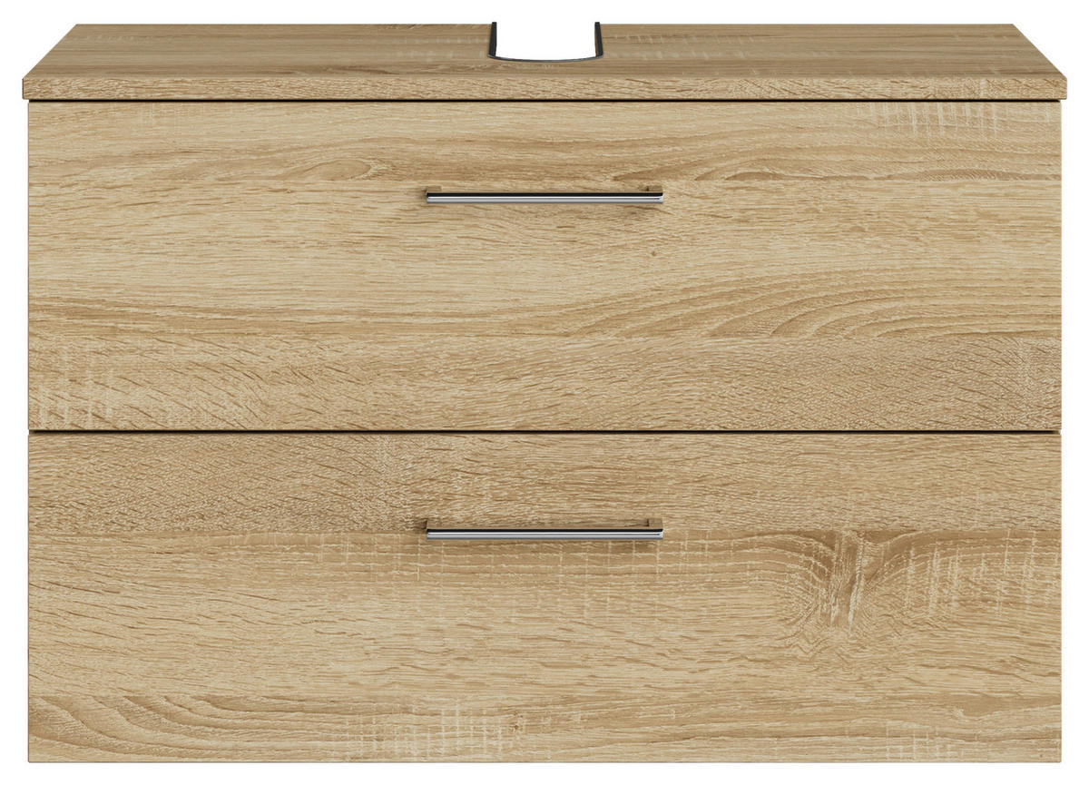 WASCHBECKENUNTERSCHRANK 75/49,8/38,3 cm  - Chromfarben/Eiche Bianco, KONVENTIONELL, Holzwerkstoff/Metall (75/49,8/38,3cm) - Sadena