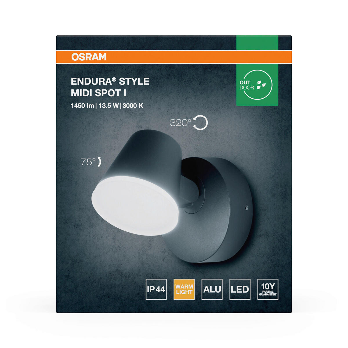 LED-AUßENLEUCHTE 16,2/12,5/12,8 cm   - Dunkelgrau, Basics, Kunststoff/Metall (16,2/12,5/12,8cm) - Osram