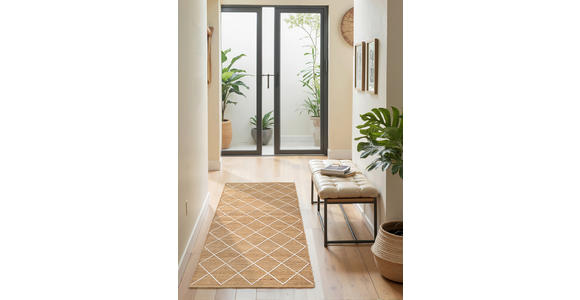 LÄUFER 80/200 cm Kunu Weiß, Sandfarben - Sandfarben/Weiß, Basics, Textil (80/200cm) - Novel